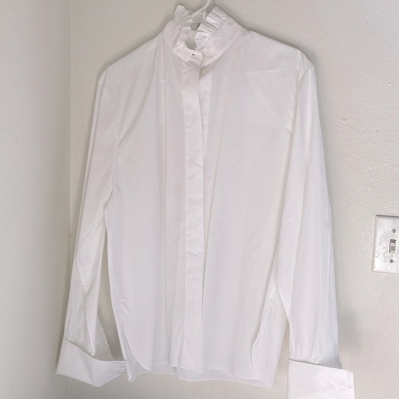 ALEXANDRE VAUTHIER | RUFFLE NECK COTTON SHIRT - Picture 5 of 12